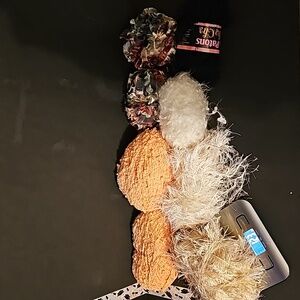 8 Skeins Sparkle Frilly Eyelash Peach Black white ivory blue